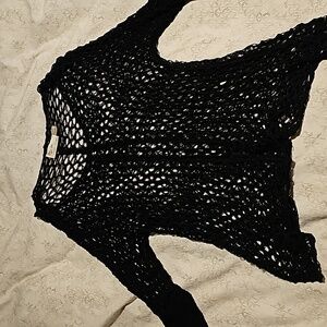 Black Full Crocheted Top/Cover Up Women's M